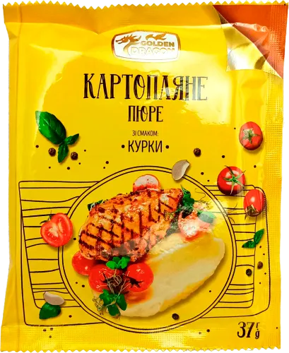 Голден Дракон ПЮРЕ зі смаком курки 37г — вермішель швидкого приготування, опт зі складу у Житомирі