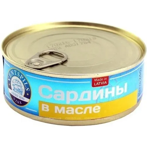 Консерва Сардина Вентспілс 240г — бакалія / консерви, опт зі складу у Житомирі