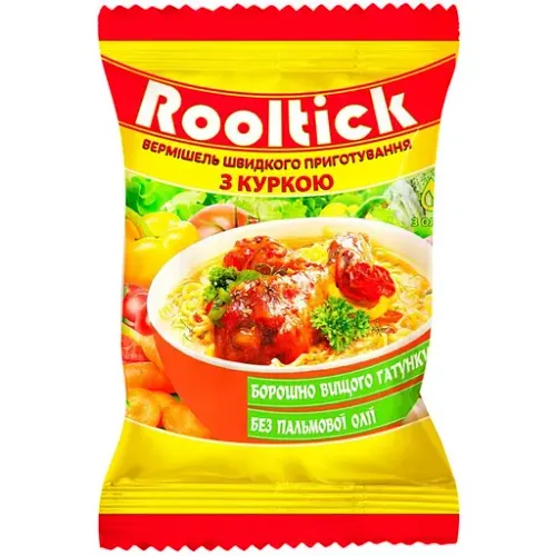 Вермішель швидкого приготування Rooltick зі смаком курки 55 г — вермішель швидкого приготування, опт зі складу у Житомирі