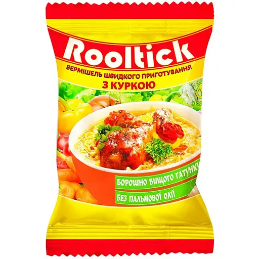 Вермішель швидкого приготування Rooltick зі смаком курки 55 г