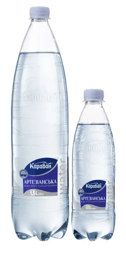 Вода питна артезіанська сильногазована 1.5л — від 28 піддонів — вода караван, опт зі складу у Житомирі
